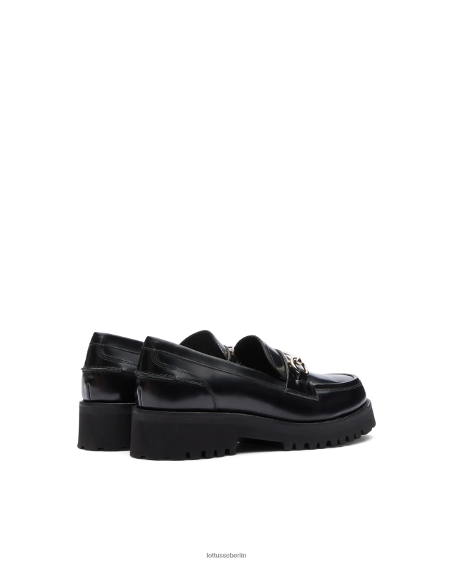 Lottusse Frauen Covent-Loafer aus poliertem Binder-Kalbsleder 22LP0403 Schwarz Schuhwerk