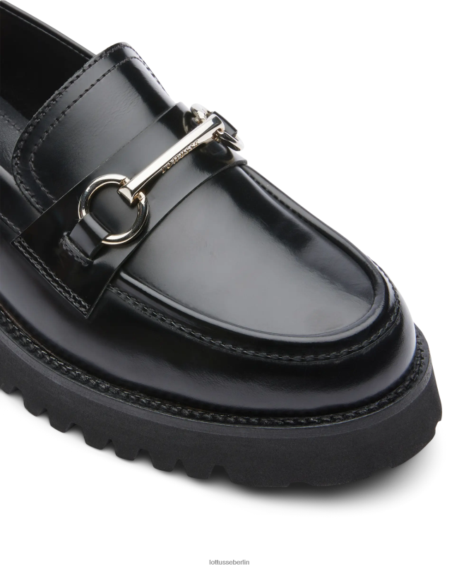 Lottusse Frauen Covent-Loafer aus poliertem Binder-Kalbsleder 22LP0403 Schwarz Schuhwerk