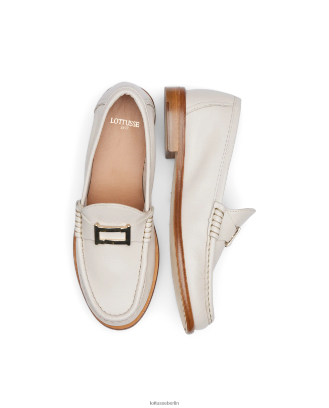Lottusse Frauen Lara-Grain-Loafer aus weichem Kalbsleder 22LP0235 cremefarben Schuhwerk