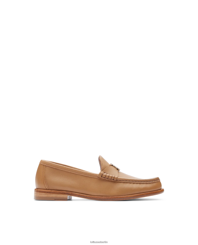 Lottusse Frauen Lara-Grain-Loafer aus weichem Kalbsleder 22LP0236 braun Schuhwerk