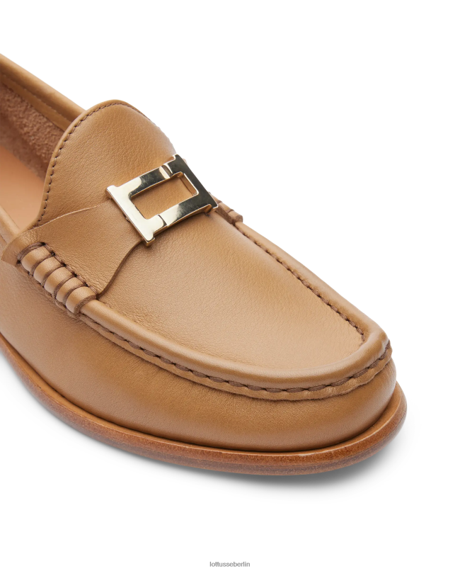 Lottusse Frauen Lara-Grain-Loafer aus weichem Kalbsleder 22LP0236 braun Schuhwerk