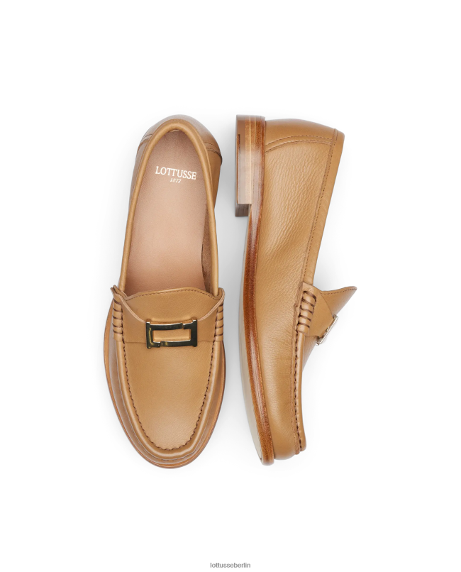 Lottusse Frauen Lara-Grain-Loafer aus weichem Kalbsleder 22LP0236 braun Schuhwerk