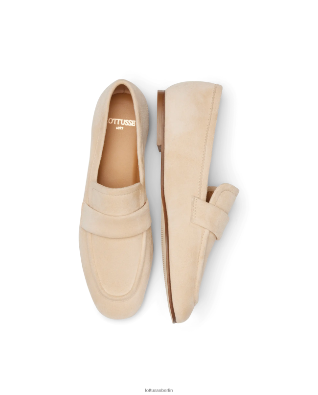 Lottusse Frauen Loafer aus Goya-Ziegenveloursleder 22LP0410 cremefarben Schuhwerk