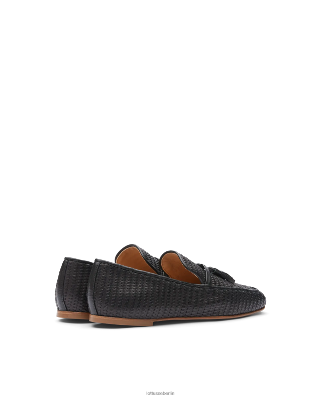 Lottusse Frauen Loafer aus gewebtem Goya-Kalbsleder 22LP0275 Schwarz Schuhwerk