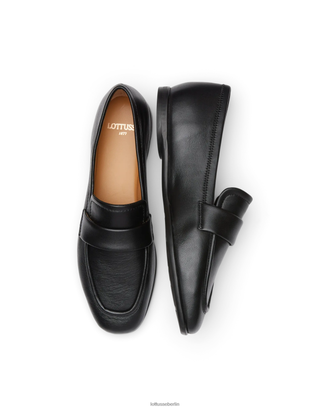 Lottusse Frauen Weiche Loafer aus Goya-Lamm 22LP0409 Schwarz Schuhwerk