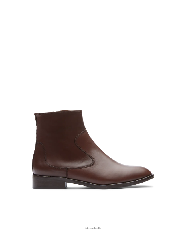 Lottusse Frauen Claire-Stiefeletten aus glattem Kalbsleder 22LP0401 Mokka Schuhwerk