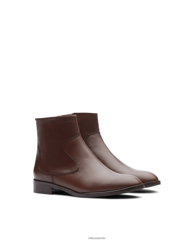 Lottusse Frauen Claire-Stiefeletten aus glattem Kalbsleder 22LP0401 Mokka Schuhwerk
