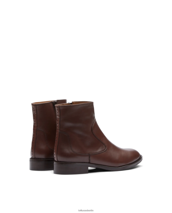 Lottusse Frauen Claire-Stiefeletten aus glattem Kalbsleder 22LP0401 Mokka Schuhwerk