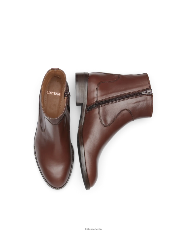 Lottusse Frauen Claire-Stiefeletten aus glattem Kalbsleder 22LP0401 Mokka Schuhwerk