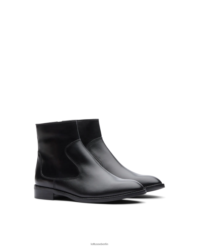 Lottusse Frauen Claire-Stiefeletten aus glattem Kalbsleder 22LP0402 Schwarz Schuhwerk