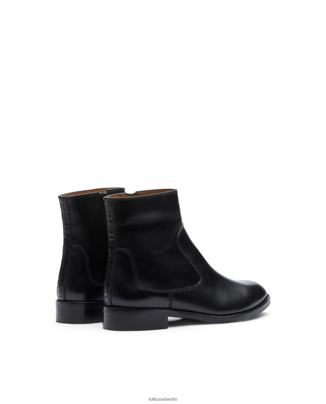 Lottusse Frauen Claire-Stiefeletten aus glattem Kalbsleder 22LP0402 Schwarz Schuhwerk