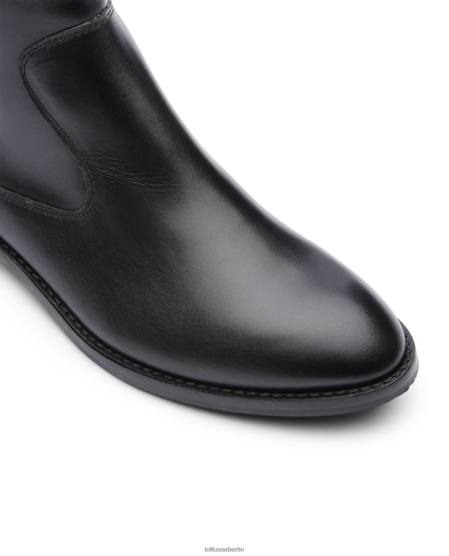 Lottusse Frauen Claire-Stiefeletten aus glattem Kalbsleder 22LP0402 Schwarz Schuhwerk