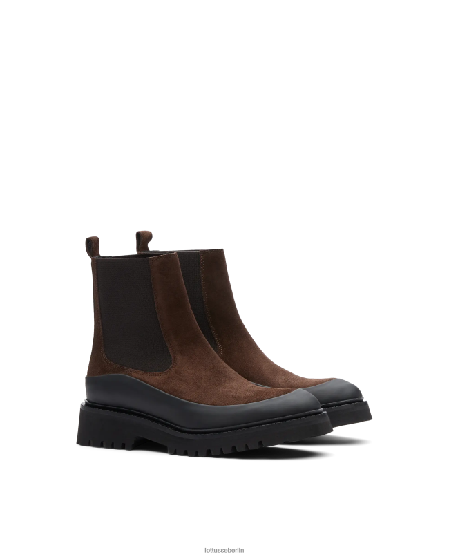 Lottusse Frauen Covent-Stiefeletten aus Kalbsleder mit Gummi-Finish 22LP0404 Mokka Schuhwerk