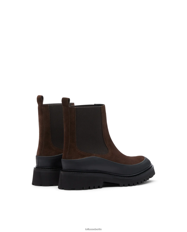 Lottusse Frauen Covent-Stiefeletten aus Kalbsleder mit Gummi-Finish 22LP0404 Mokka Schuhwerk