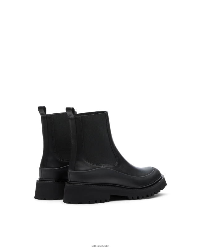 Lottusse Frauen Covent-Stiefeletten aus Kalbsleder mit Gummi-Finish 22LP0405 Schwarz Schuhwerk