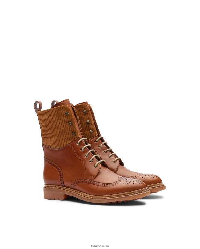 Lottusse Frauen Walton Crust Stiefeletten aus Anilin-Kalbsleder mit Prägung 22LP0202 braun Schuhwerk