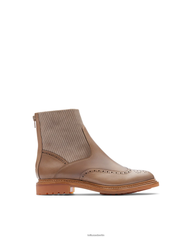 Lottusse Frauen Walton Crust Stiefeletten aus Anilin-Kalbsleder mit Prägung 22LP0203 Taupe Schuhwerk
