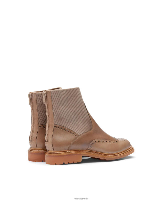 Lottusse Frauen Walton Crust Stiefeletten aus Anilin-Kalbsleder mit Prägung 22LP0203 Taupe Schuhwerk