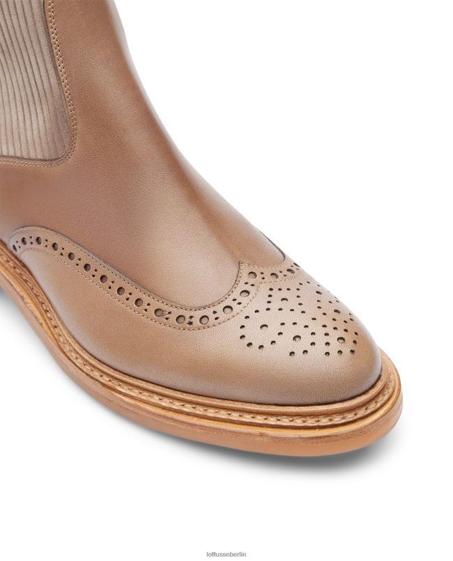 Lottusse Frauen Walton Crust Stiefeletten aus Anilin-Kalbsleder mit Prägung 22LP0203 Taupe Schuhwerk