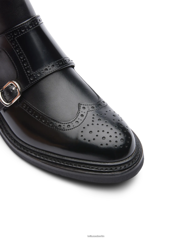 Lottusse Frauen Walton-Stiefeletten aus poliertem Binder-Kalbsleder 22LP0201 Schwarz Schuhwerk