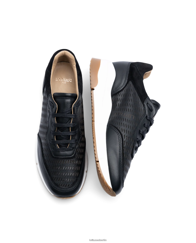 Lottusse Frauen Diana-Sneaker aus weichem Kalbsleder 22LP0208 Schwarz Schuhwerk