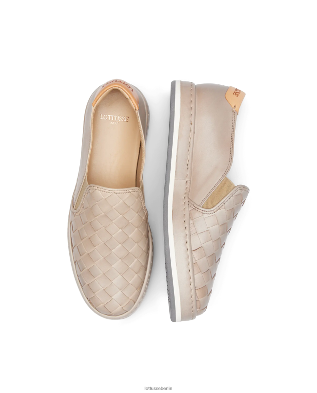 Lottusse Frauen Libby Lamm-Mesh-Leder-Sneaker 22LP0308 cremefarben Schuhwerk