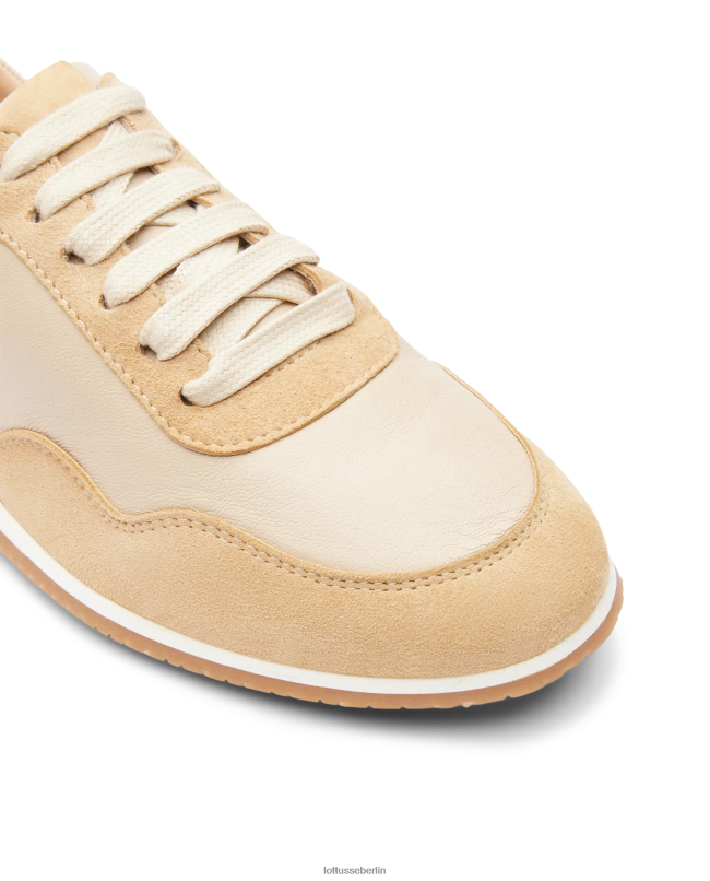 Lottusse Frauen Mancor-Sneaker aus Ziegenwildleder 22LP0298 Beige Schuhwerk
