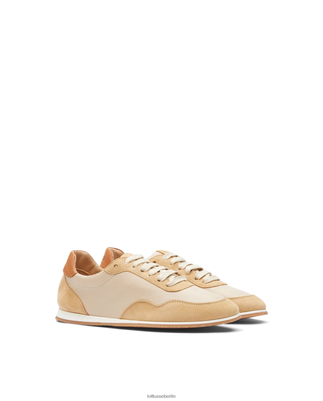 Lottusse Frauen Mancor-Sneaker aus Ziegenwildleder 22LP0298 Beige Schuhwerk