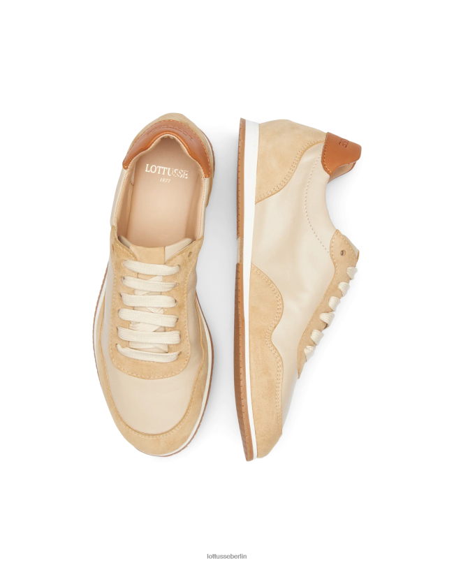 Lottusse Frauen Mancor-Sneaker aus Ziegenwildleder 22LP0298 Beige Schuhwerk