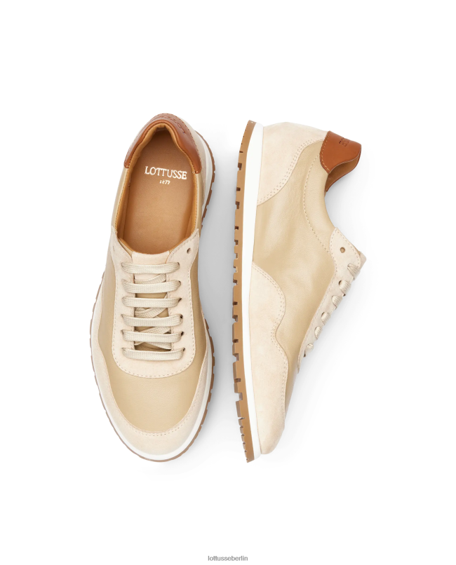 Lottusse Frauen Mancor-Sneaker aus Ziegenwildleder 22LP0415 Beige Schuhwerk