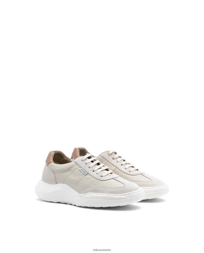 Lottusse Frauen Trotter-Sneakers aus Wildleder und Kalbsleder 22LP0416 Weiß Schuhwerk