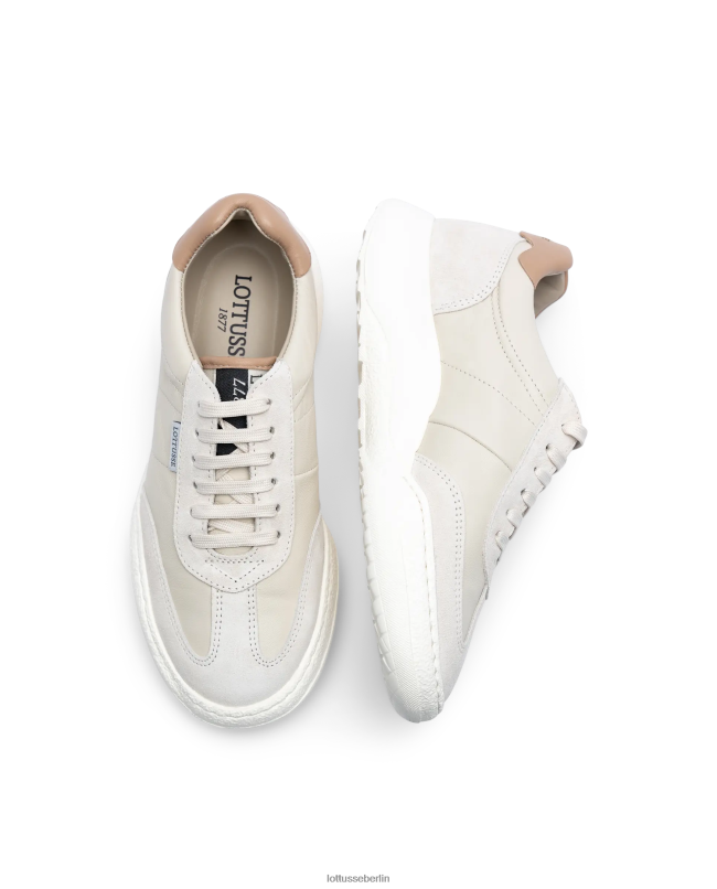 Lottusse Frauen Trotter-Sneakers aus Wildleder und Kalbsleder 22LP0416 Weiß Schuhwerk
