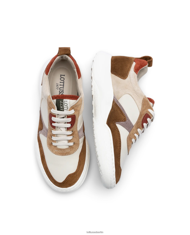 Lottusse Frauen Trotter-Sneakers aus Wildleder und Kalbsleder 22LP0419 Mehrfarben Schuhwerk
