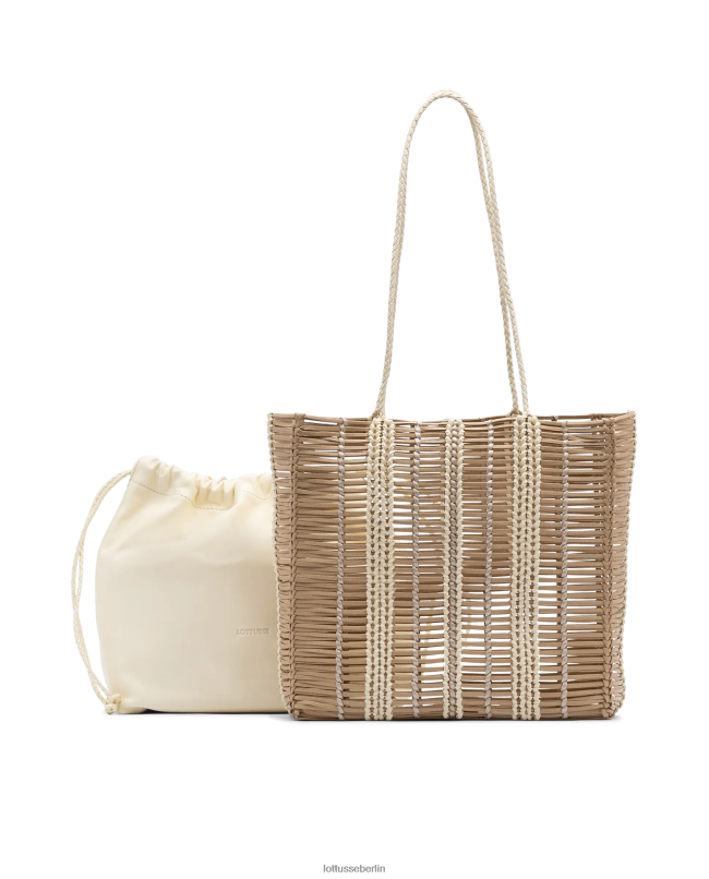 Lottusse Frauen Bearbeiten Sie den Shopper aus geflochtenem Ziegenleder 22LP0362 Beige Zubehör