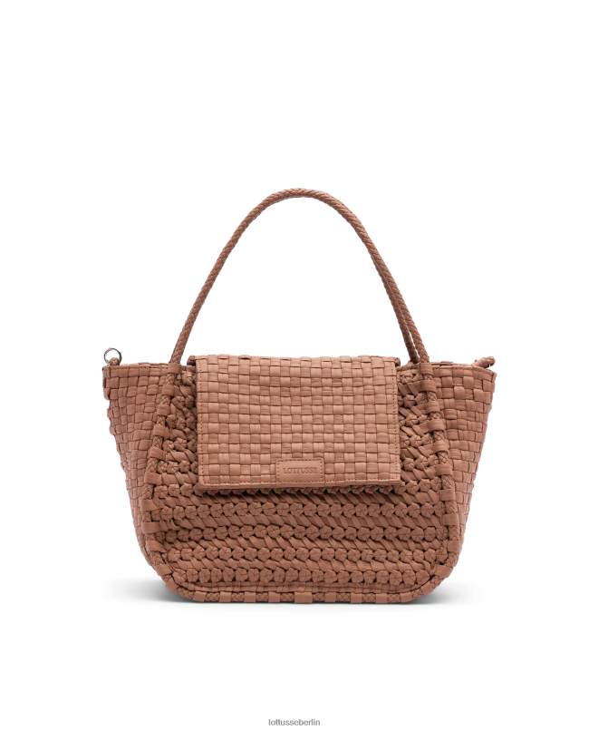 Lottusse Frauen Noodbag-Tasche aus geflochtenem, gewaschenem Lammleder mit Griff oben 22LP0344 braun Zubehör