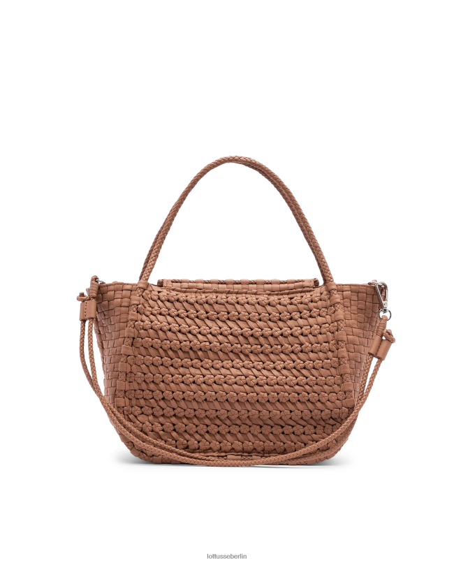 Lottusse Frauen Noodbag-Tasche aus geflochtenem, gewaschenem Lammleder mit Griff oben 22LP0344 braun Zubehör