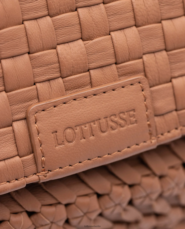 Lottusse Frauen Noodbag-Tasche aus geflochtenem, gewaschenem Lammleder mit Griff oben 22LP0344 braun Zubehör