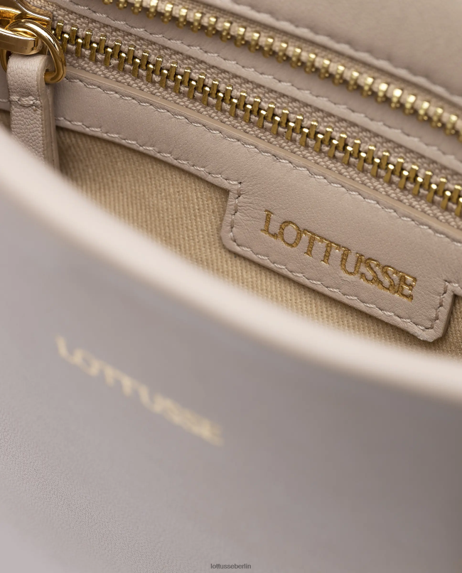 Lottusse Frauen Serena-Tasche aus glattem, genarbtem Kalbsleder mit Henkel 22LP0335 Beige Zubehör