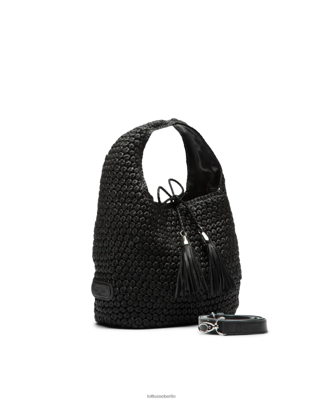 Lottusse Frauen Noodbag Merino Lamm Soft Hobo 22LP0351 Schwarz Zubehör