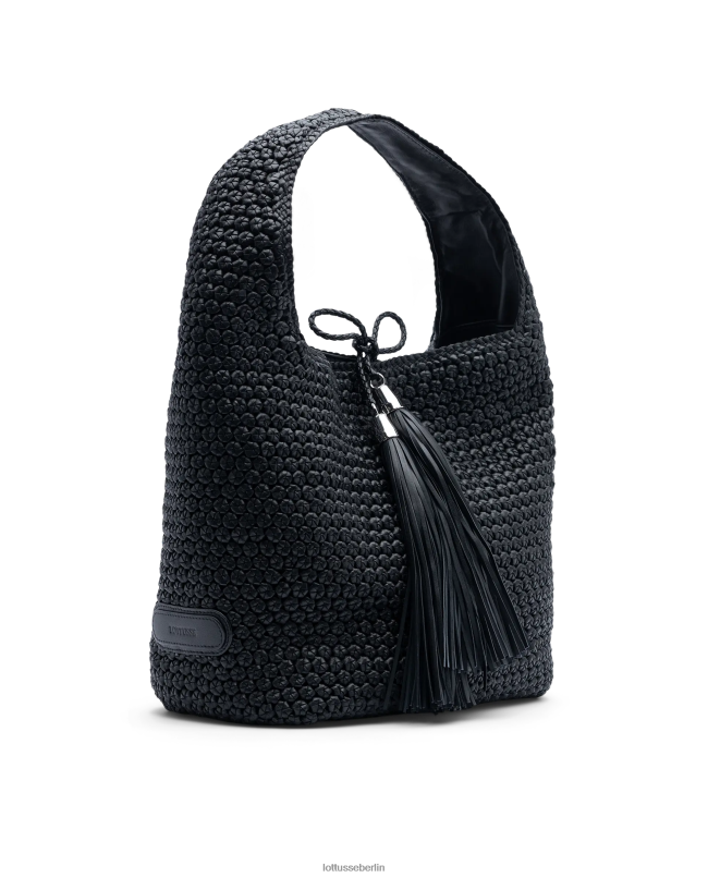 Lottusse Frauen Noodbag Merino Lamm Soft Hobo 22LP0358 Schwarz Zubehör
