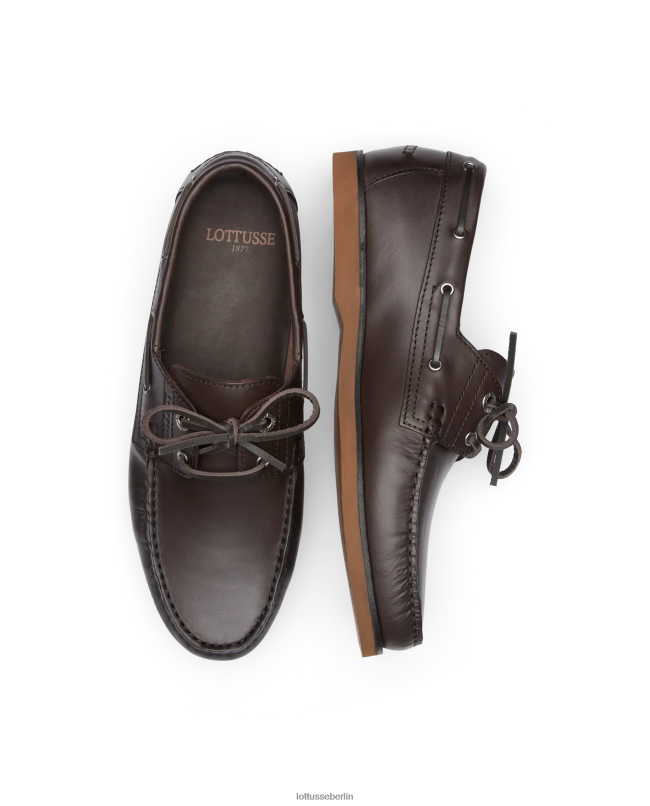 Lottusse Männer Bootsschuhe aus Ozeanwachs-Kalbsleder 22LP0100 Mokka Schuhwerk