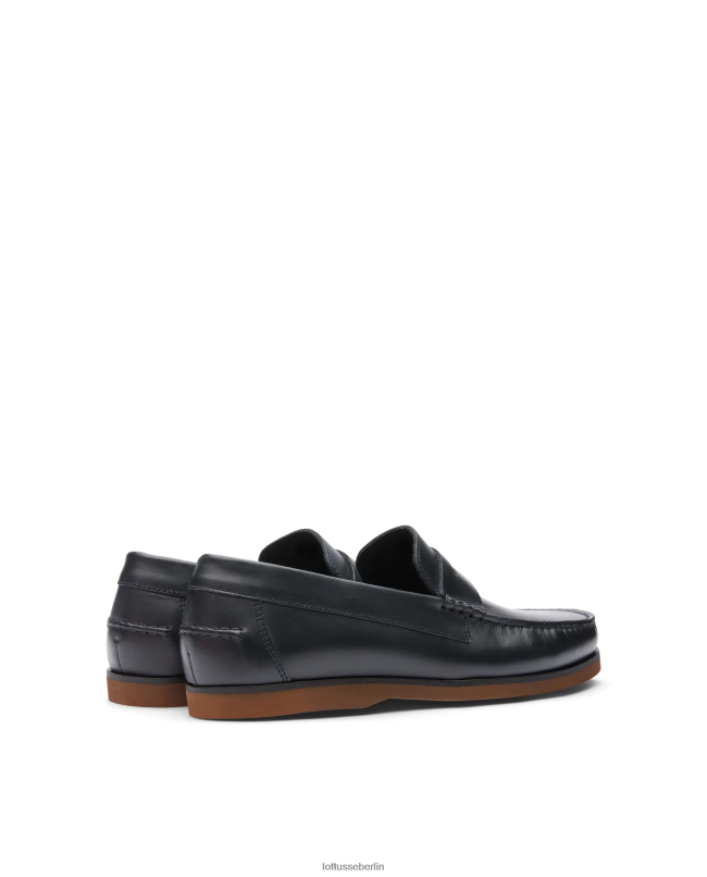 Lottusse Männer Bootsschuhe aus Ozeanwachs-Kalbsleder 22LP0102 Marineblau Schuhwerk