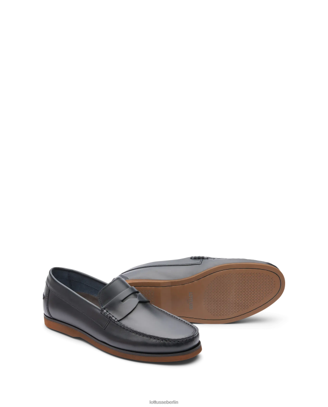 Lottusse Männer Bootsschuhe aus Ozeanwachs-Kalbsleder 22LP0102 Marineblau Schuhwerk