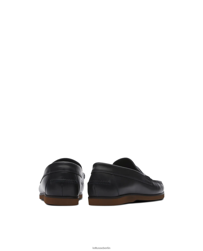 Lottusse Männer Bootsschuhe aus Ozeanwachs-Kalbsleder 22LP0102 Marineblau Schuhwerk