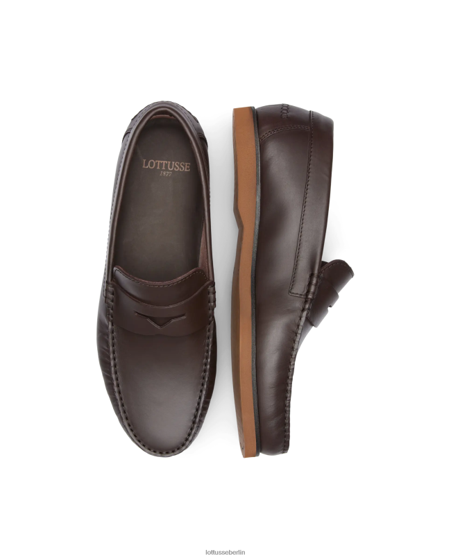 Lottusse Männer Bootsschuhe aus Ozeanwachs-Kalbsleder 22LP0103 Mokka Schuhwerk