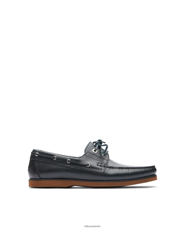 Lottusse Männer Bootsschuhe aus Ozeanwachs-Kalbsleder 22LP099 Marineblau Schuhwerk