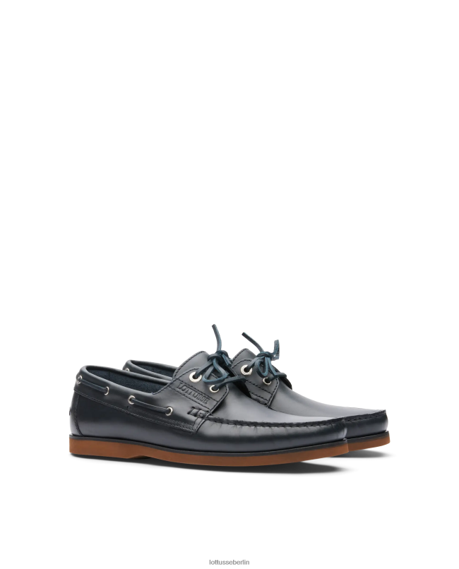 Lottusse Männer Bootsschuhe aus Ozeanwachs-Kalbsleder 22LP099 Marineblau Schuhwerk