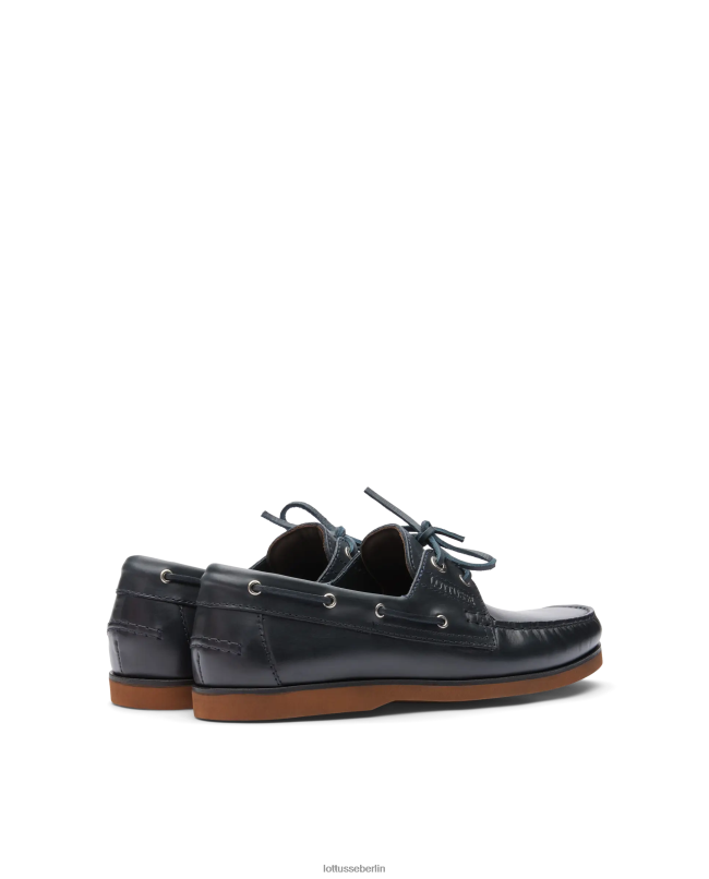 Lottusse Männer Bootsschuhe aus Ozeanwachs-Kalbsleder 22LP099 Marineblau Schuhwerk