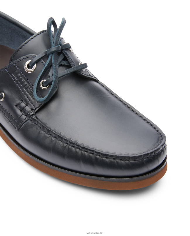 Lottusse Männer Bootsschuhe aus Ozeanwachs-Kalbsleder 22LP099 Marineblau Schuhwerk