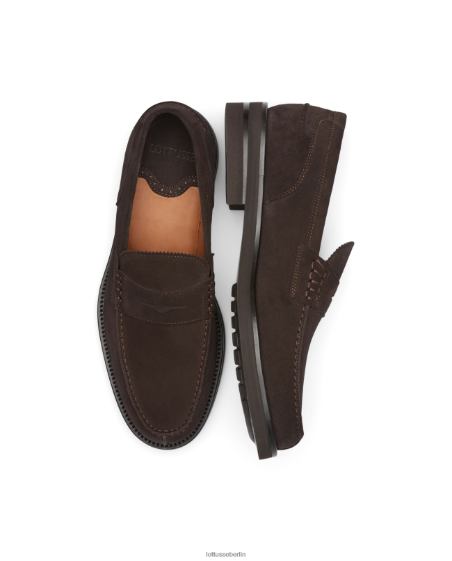 Lottusse Männer Daytona-Bootsschuhe aus Wildleder und Kalbsleder 22LP05 Mokka Schuhwerk